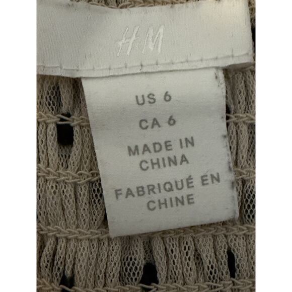 Polka Dot Sheer Mesh Ruched Puff Sleeve Beige Milkmaid Coquette Babydool Size 6 - Picture 5 of 10